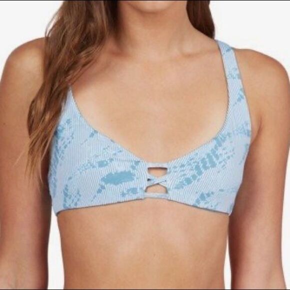Roxy Bikini Top NWT Sea & Waves Reversible Triangle Style Size Extra Large - Picture 1 of 12